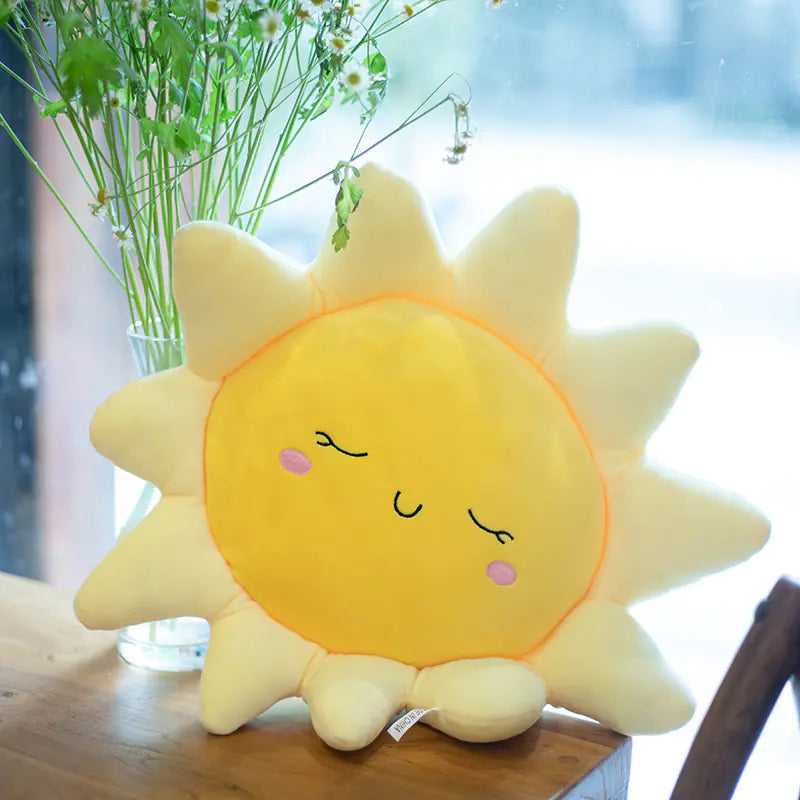 Kawaii Sun and Cloud Plush Pillow for Home and Office