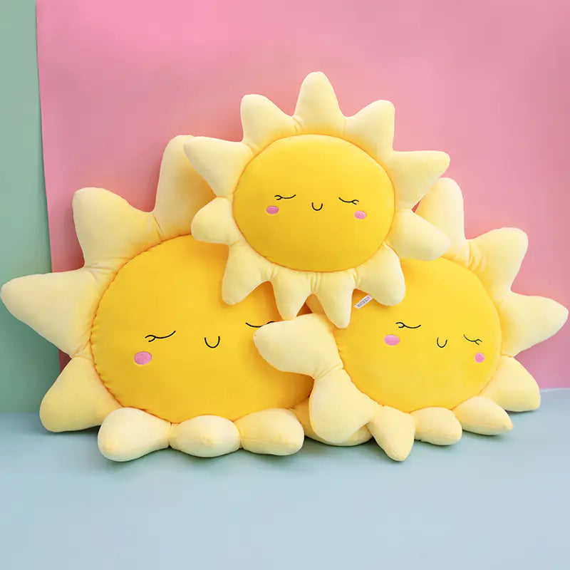 Kawaii Sun and Cloud Plush Pillow for Home and Office