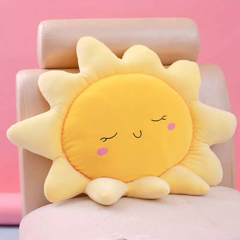 Kawaii Sun and Cloud Plush Pillow for Home and Office